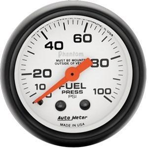 Autometer 2in. fuel press; 0-100 psi fuel inj; mech; phantom
