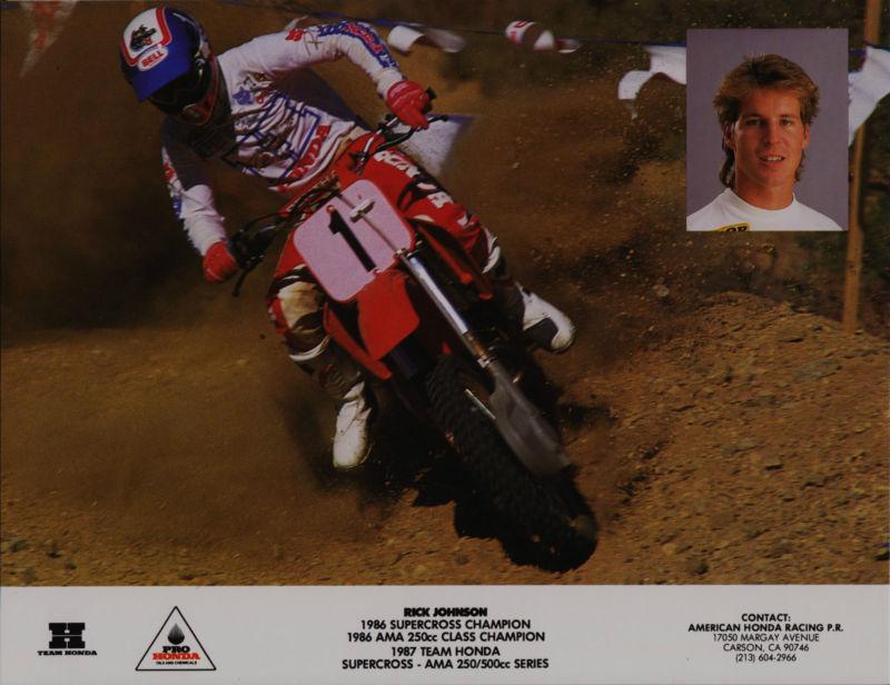 1987 rick johnson team honda motocross promo print supercross 250 champion