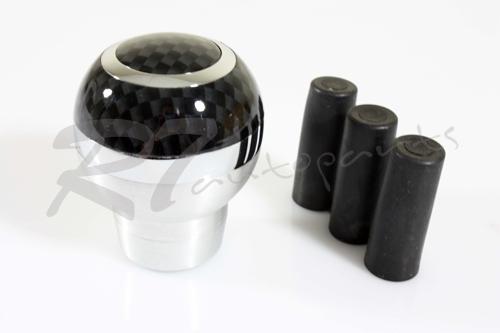 Universal fit round shaped chrome/carbon fiber painted manual stick shift knob