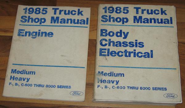 1985 ford f & b 700 800 900 8000 medium heavy truck service shop manual set (2)