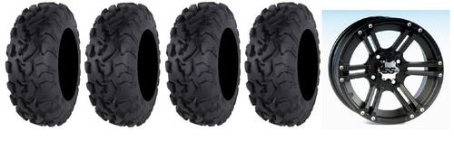Itp ss212 14" wheels black 30" bajacross tires suzuki kingquad