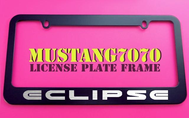 1 brand new mitsubishi " eclipse " black metal license plate frame + screw caps