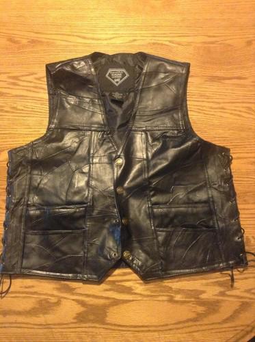 Diamond-plate genuine leather vest