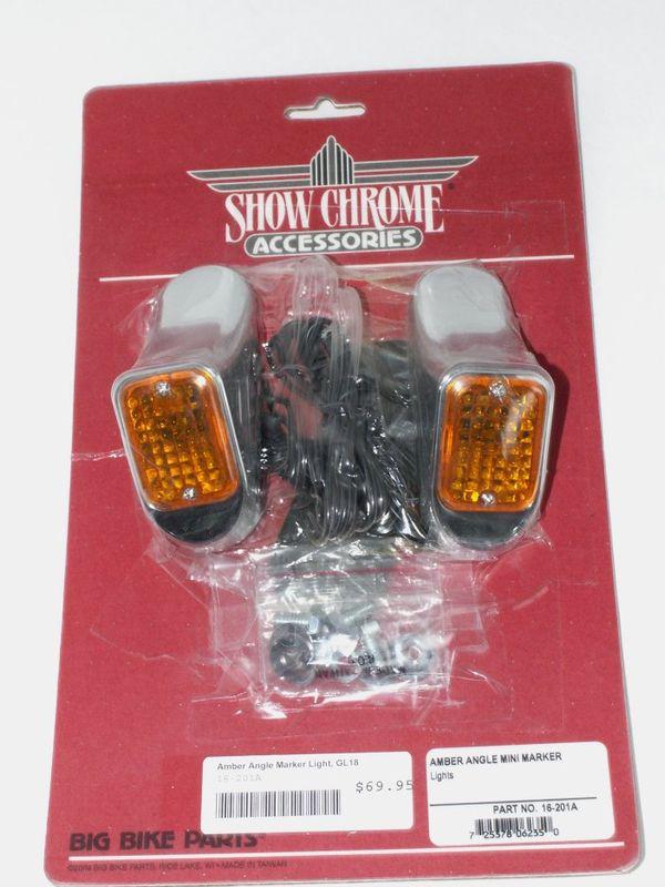 New show chrome 16-201a gl 1800 amber angle mini marker lights motorcycle parts