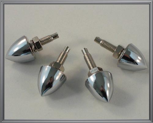 4 chrome "spike" motorcycle license plate frame bolts - lic tag fastener screws