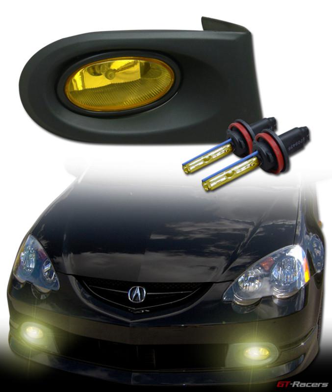 3k hid xenon w/ sport yellow front bumper fog lights+switch 02-04 acura rsx dc5