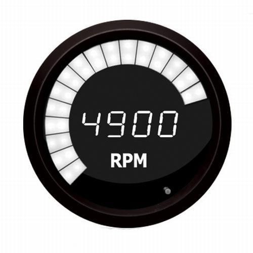 Digital tachometer with led sweep white w/ black bezel intellitronix m9001-w usa