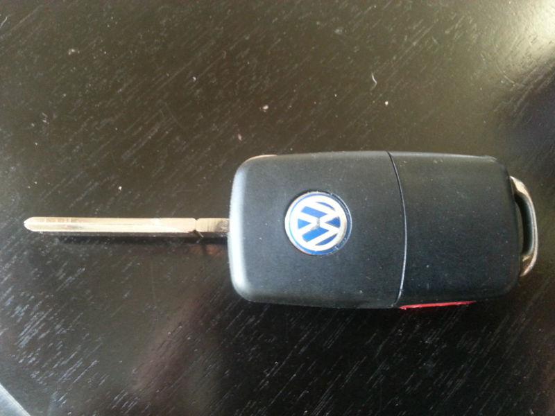 Volkswagen 3 button uncut flip key keyfob and transmitter (not just a case)
