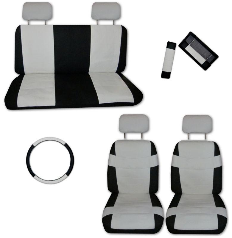 Superior artificial leather off white black car truck seat covers with extras #c