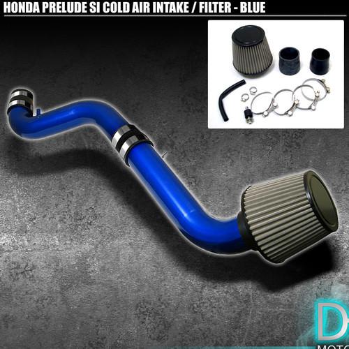 Stainless washable cone filter + cold air intake 92-96 prelude si blue aluminum