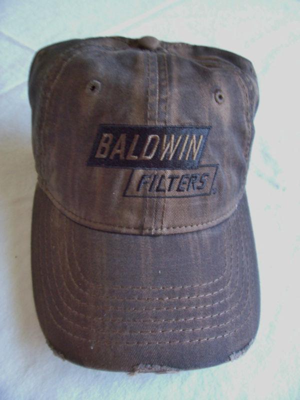 New baldwin filters hat/cap: distressed brown, with logo. 