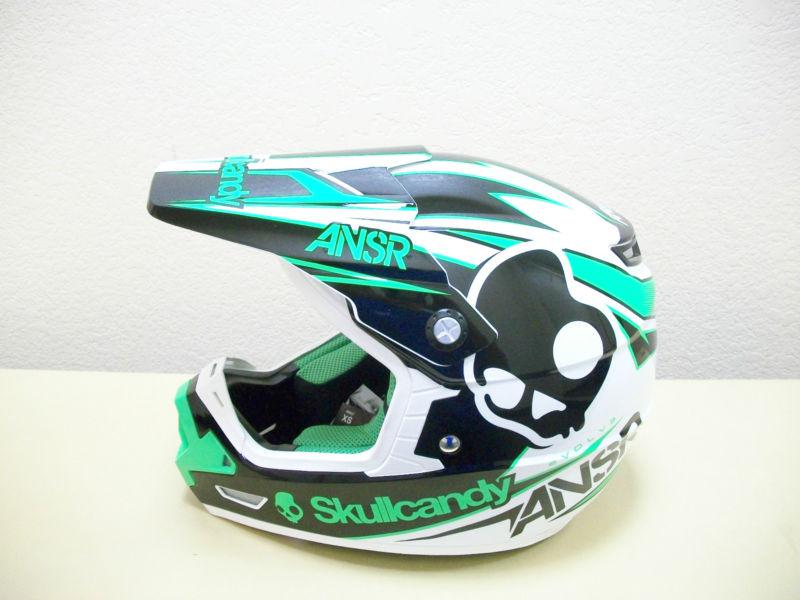 2014 answer evolve skullcandy iii helmet large  green/white/black new
