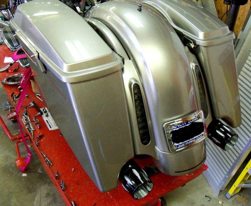Fits harley custom stretched slanted abs saddlebags 93-14 flhx ultra touring cvo