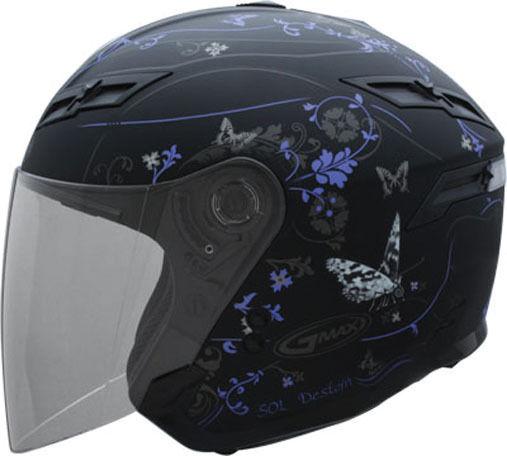 Gmax gm67 butterfly helmet black purple m/medium
