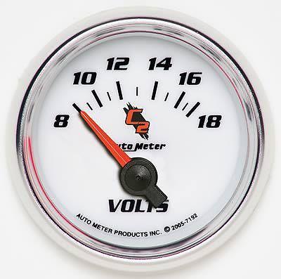 Autometer c2 electrical voltmeter gauge 2 1/16" dia white/luminescent blue face