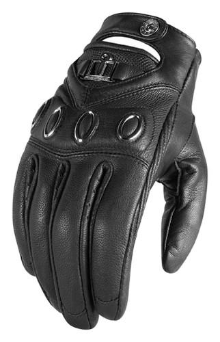 Icon hella black leather womens gloves new large lg