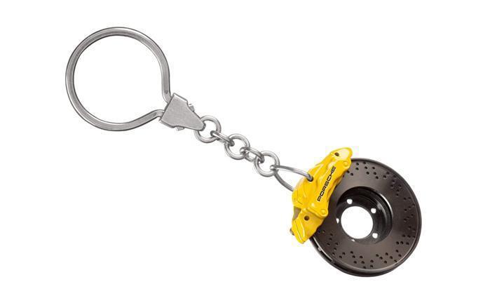 New genuine porsche brake disc key chain keyring yellow 