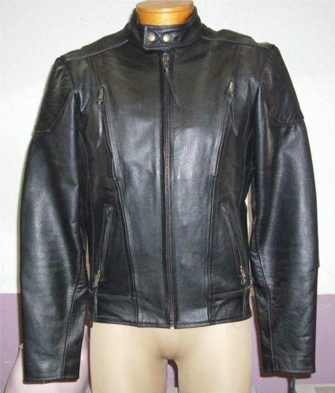 Xs leather vented racing jacket  36 chest, side lace, vents, zip out liner