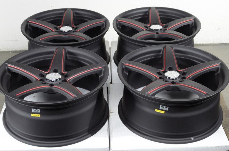 17 5x114.3 5x100 wheels matte black rx8 protege maxima avalon red rsx rims