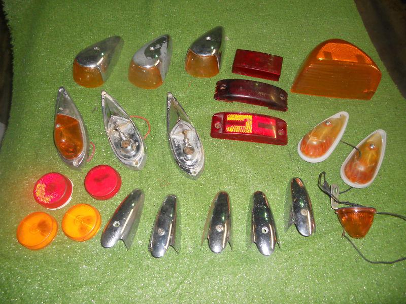Assorted lot of  vintage red and orange marker lights and more