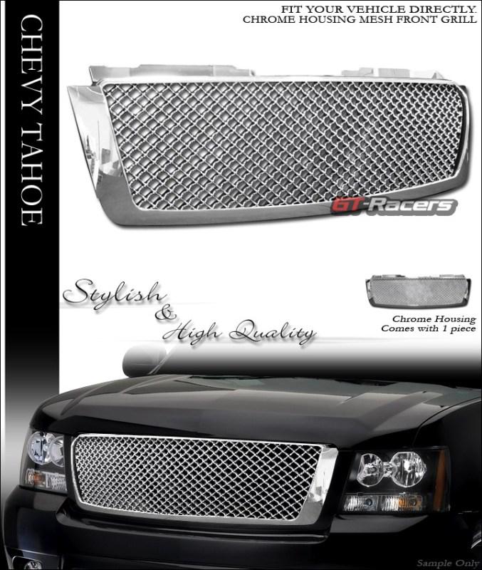 Chrome mesh front hood bumper grill grille 2007-2012 tahoe/suburban/avalanche