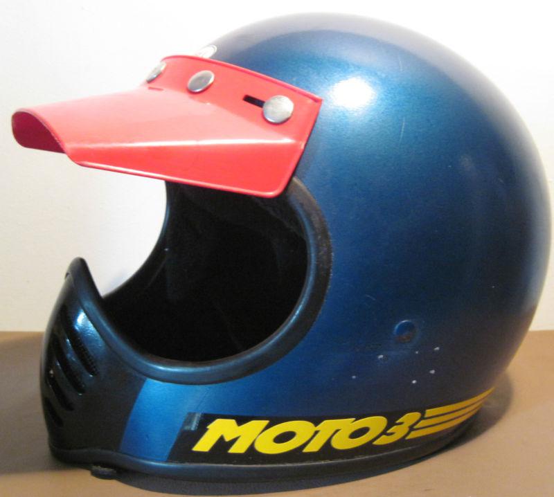 Vintage 1970's bell moto3 motocross helmet w/visor size 7 1/2 old school cool