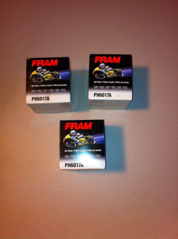 3 fram motorcycle oil filter ph6017a yamaha ,honda, kawasaki, micro mini sprint