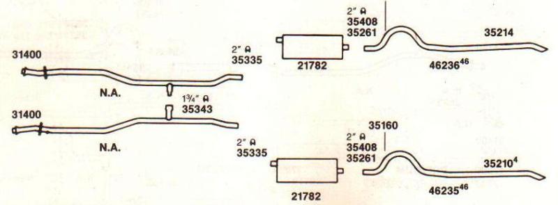 1965-1966 ford galaxie dual exhaust system, aluminized, 427 engines only