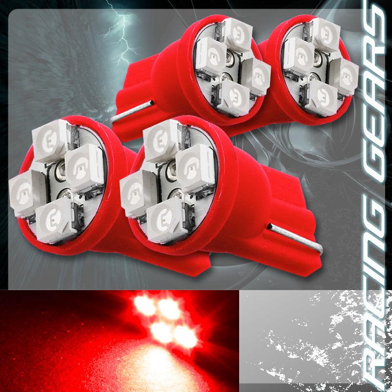 4x red smd 4 led 12v t10 wedge interior instrument map panel gauge light bulbs