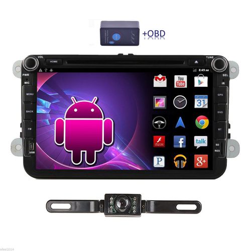 Hd 8&#034; touch stereo car dvd player in-dash stereo radio+obd+cam for volkswagen vw