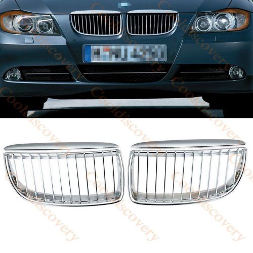 1pair chrome kidney front grill grilles for bmw e90 e91 m3 3 series 4door 05-08