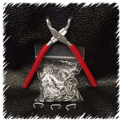 Hog ring pliers and  200 hog rings 1/2&#034; sausage casings tags traps cage