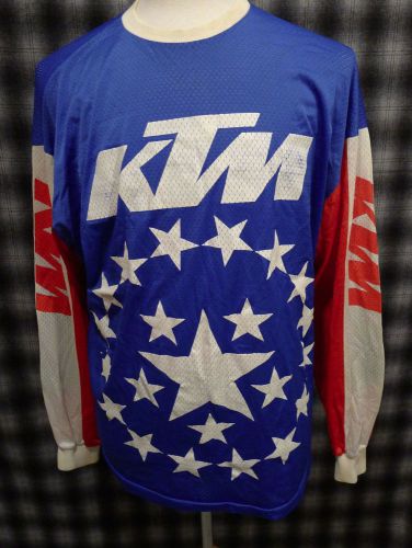 Vtg 70s ktm motorcycle jersey xl red white blue malcolm smith racing amazing wow