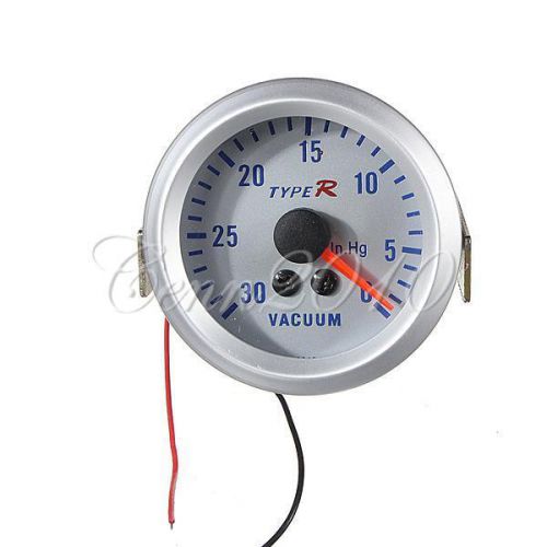 2&#034; 52mm silver dial 12v vacuum gauge pointer meter read from 0-30 in.hg white