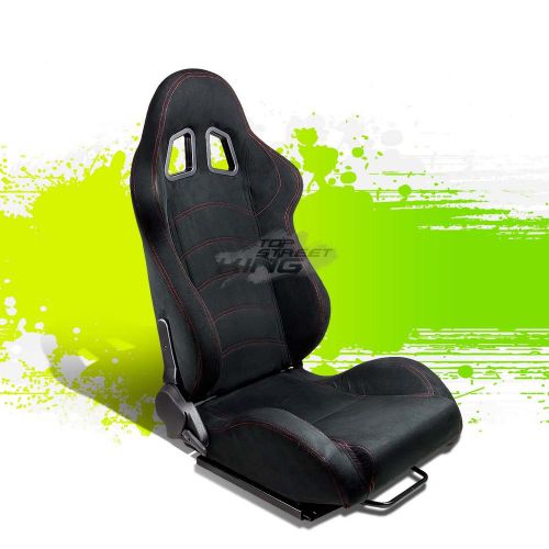 2 x black suede reclinable jdm sports racing seats+adjustable sliders right side