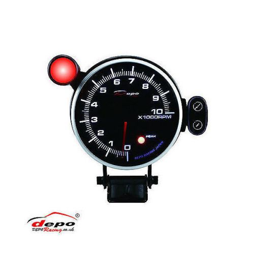 Depo racing 115 mm smoked 2 color red and white electronic tachometer gauge