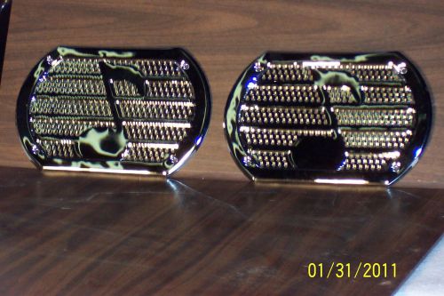 1950&#039;s radio &#034;music note&#034; speaker grilles nos (set of 2) chrome not painted