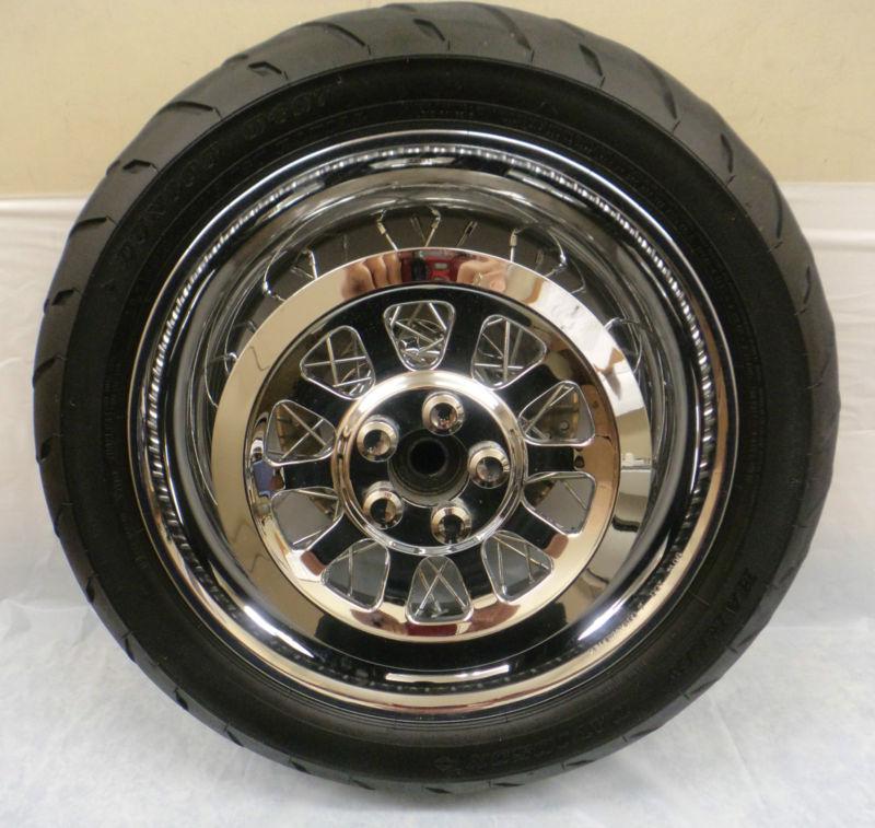 Harley-davidson 17” chrome rear spoked wheel & tire - used