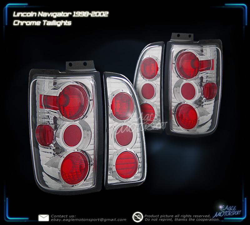 1998-2002 lincoln navigator chrome clear tail lights left right rear lamps
