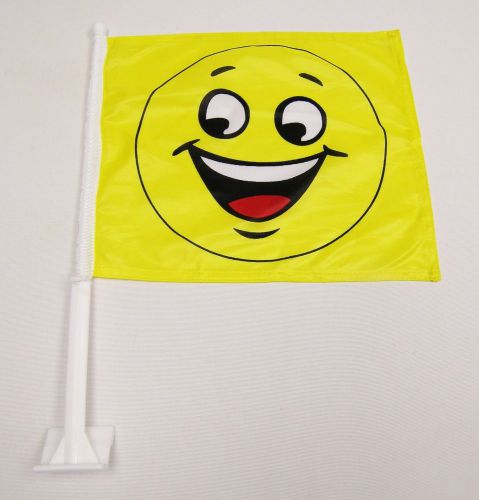 2 premium dealership advertising window car flags (2) smiley face flags
