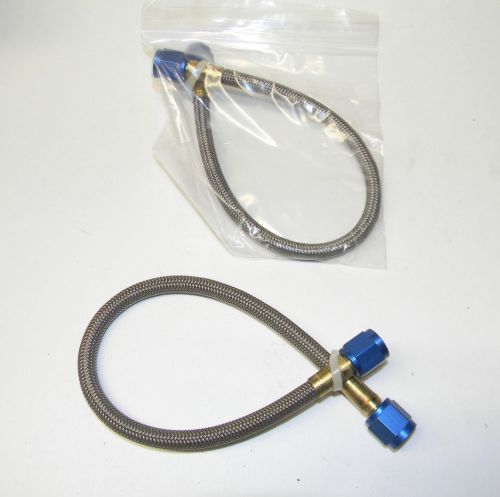 Set of 2 nos 12 inch -4 an nitrous / fuel braided steel solenoid hose, blue exc