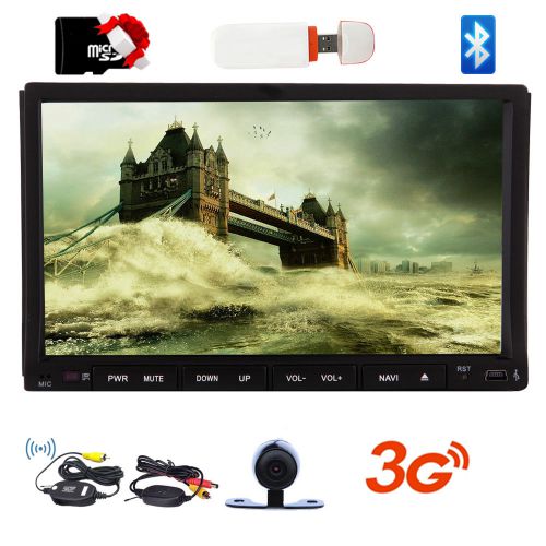 3g car gps navigator 7&#034; in-dash double din dvd player fm stereo wireless camera