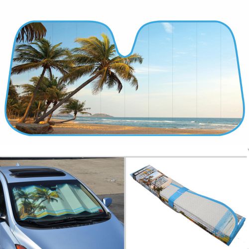 Palm tree island beach auto sun shade for car suv truck windshield sunshade
