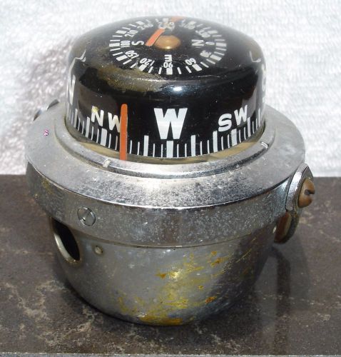 Old used vintage aqua meter chrome boat nautical compass