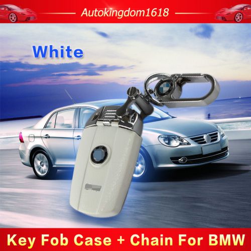 Fit 2005-2016 bmw 1 3 5 x series smart key case holder fob key chain cover white