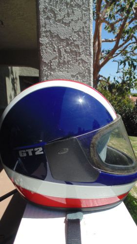 Vintage bell gt-2 red white blue motorcycle full face helmet
