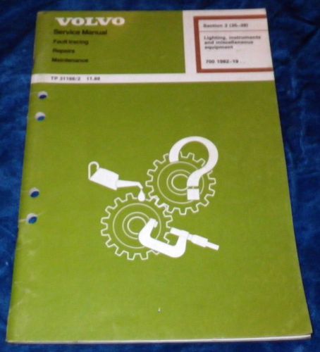 Volvo service manual 700 series lighting instr 1982-on tp31166/2 sec.3(35-38)