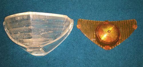1965 buick riviera turn signal light lens (1) outer clear &amp; inner amber lens 65