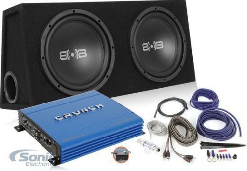 Belva dual 10&#034; loaded enclosure with crunch amp and wiring kit package