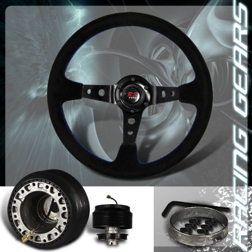 Mazda 350mm 6 hole black suede leather deep dish steering wheel + hub adapter